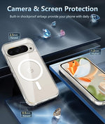 Pixel 9/9 Pro Magnetic Clear Case, Shockproof, Slim, Anti-Yellow, Scratch-Resist