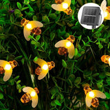 31FT Solar Bee String Lights 50 LED Honeybee Fairy Lights Outdoor Waterproof with 8 Lighting Modes Warm White Decorative Lights for Garden Patio Yard Wedding Party Decor