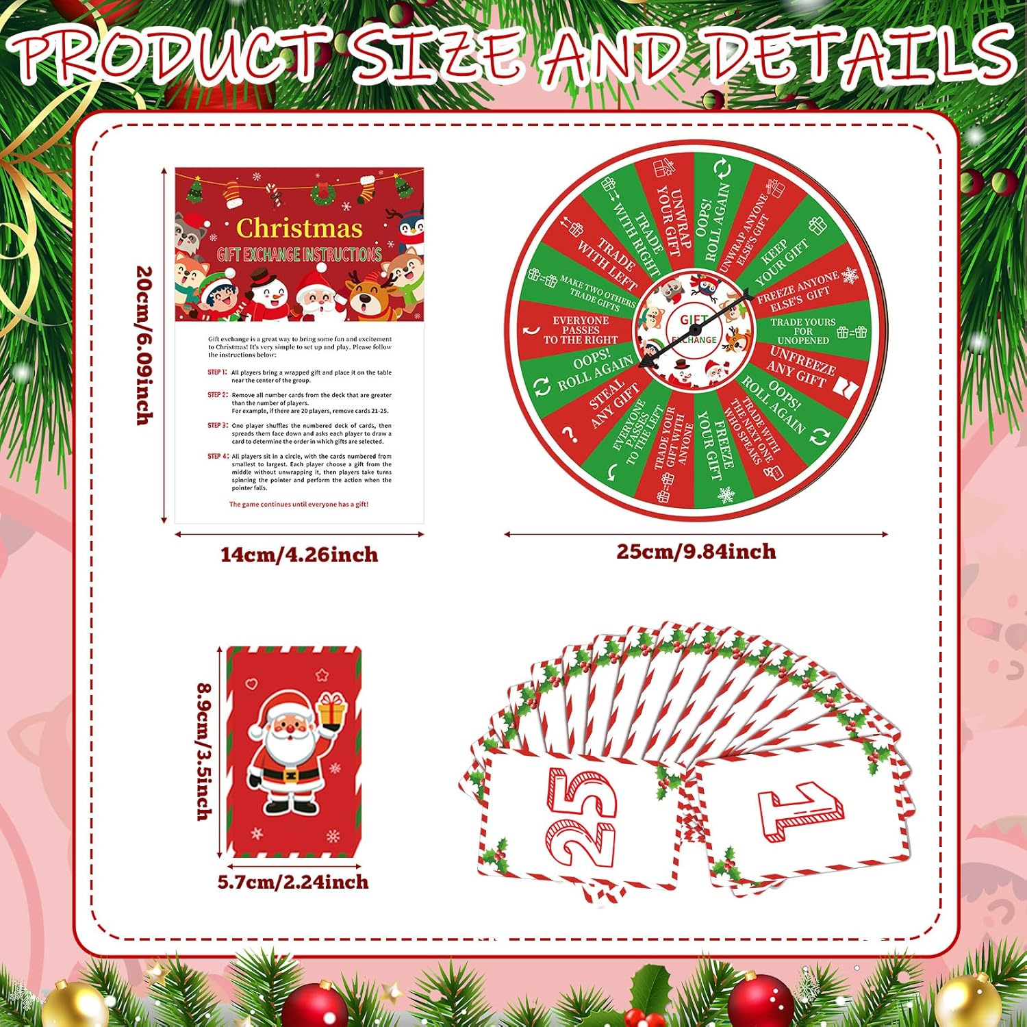 29 Pcs Christmas Spinner Exchange Gift Game Christmas Party Favors Game Exchange Gifts White Elephant Present For Adult Coworker Group Xmas Party Supplies W/Card And Instruction