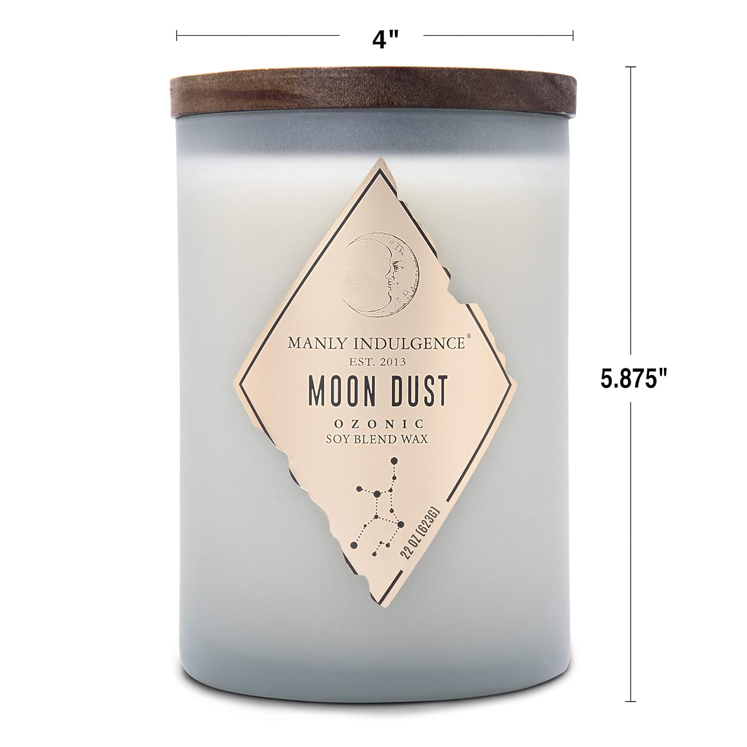 Moon Dust Scented Jar Candle, Rebel Collection, 2 Wick, Blue, 22 Oz - Up To 120 Hours Burn