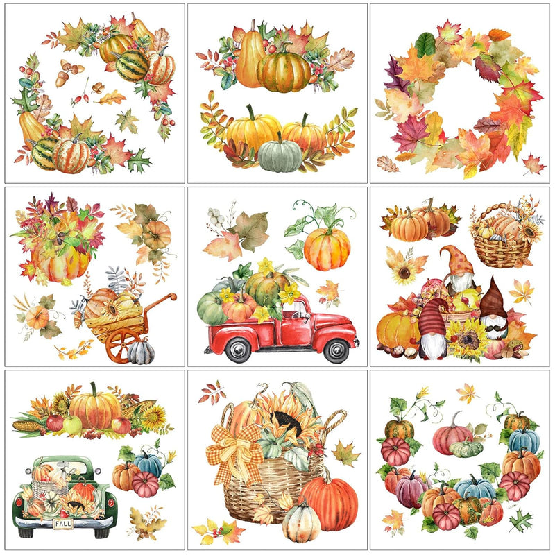 9 Sheets Fall Thanksgiving Rub On Transfer For Furniture And Craft Vin