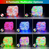 50FT LED Rope Lights 25 Color Warm White RGB IP68 Waterproof Outdoor Tube String Lights with 149 Modes