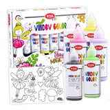 Viva Decor Kids Window Paint Set Fairy Magic (6 Colours of 90 ml) Gift Set with 15 Motifs - Made in Germany