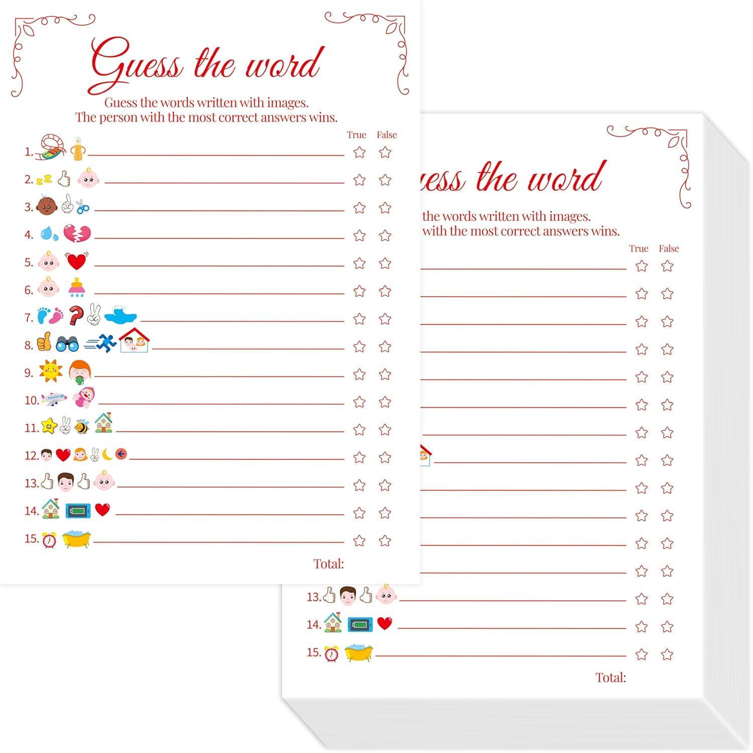 55Pcs Baby Shower Games, Predictions Cards & Guess The Phrase With Answer Keys Included Fun Baby Shower Party Games Gender Neutral For Girls Or Boys