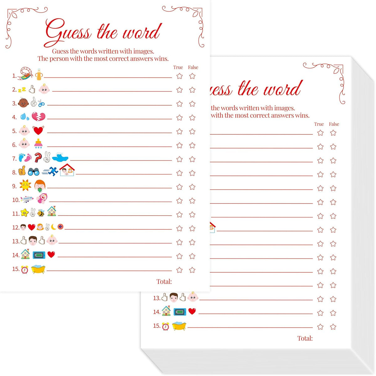 55Pcs Baby Shower Games, Predictions Cards & Guess The Phrase With Answer Keys Included Fun Baby Shower Party Games Gender Neutral For Girls Or Boys