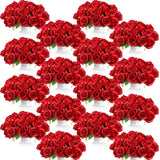 240 Pcs Artificial Rose Flowers Bouquet Silk Realistic Flowers Bulk Centerpieces Diy Bride Fake Rose For Home Bridal Wedding Party Decorations(Red)