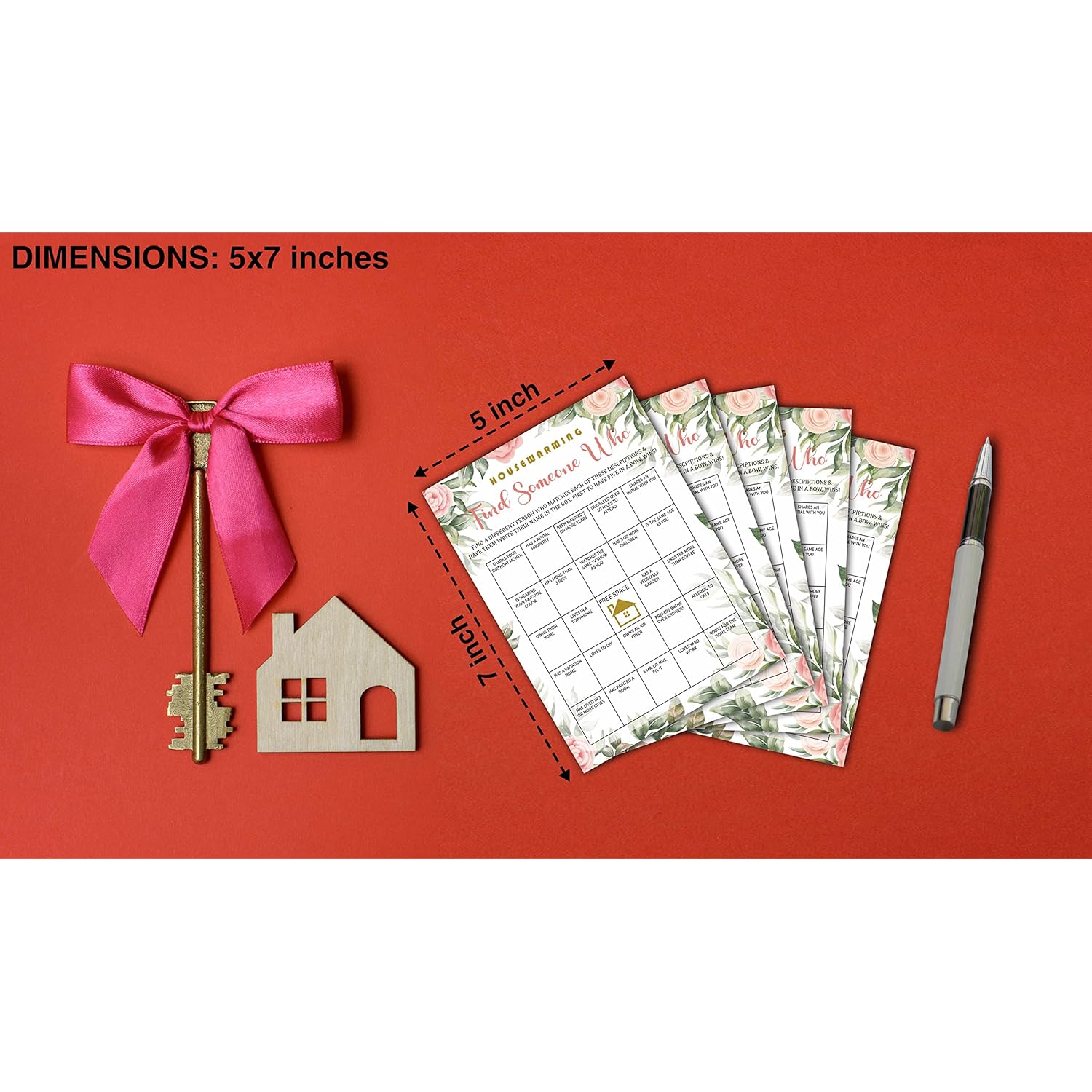 Housewarming Party Game, Find Someone Who, Floral Greenery New Home Celebration Party Ideas, New Homeowner/First Home/Apartment/House Party Decorations - 30 Pack(B05)