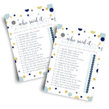 Little Star Baby Shower Games For Boys - 25 Guess Who Mommy Or Daddy Game Cards - Fun Guessing Activities For Guests - Prince Theme In Blue And Gold