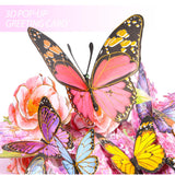 3D Pop-Up Greeting Card,Paper Craft With Laser Cut Details Hollowed Out Paper Carving Floral Butterfly In Bloom Design,Handmade Greeting Card Pop Up Cards Are Suitable For All Occasions - With Envelope And Blank Label (Pink Dancing Butterfly)