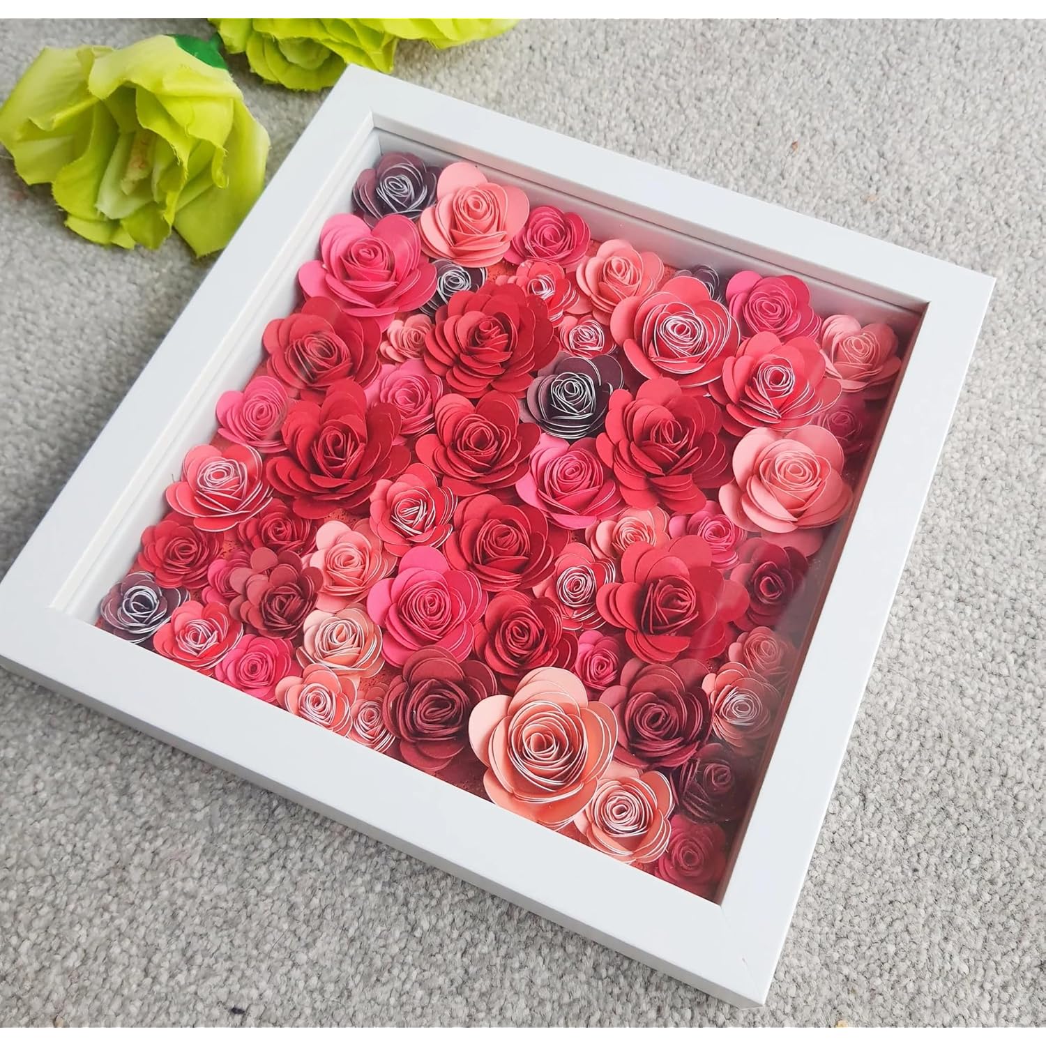 3D Rolled Roses Paper Flowers Decorations For Custom Shadow Box Frame, Graduation Cap, Mini Artificial Crafts Diy Gift Décor For Mother Day (18 Pieces, Rose Red)