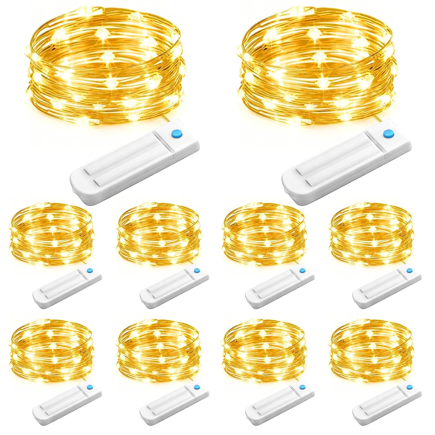 10 Pack Fairy Lights Battery Operated With Timer, 10 Ft 30 Led String Lights Indoor Outdoor, 8 Modes Waterproof Twinkle