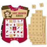Big Dot of Happiness Little Cowboy - Picture Bingo Cards and Markers - Western Baby Shower Shaped Bingo Game - Set of 18