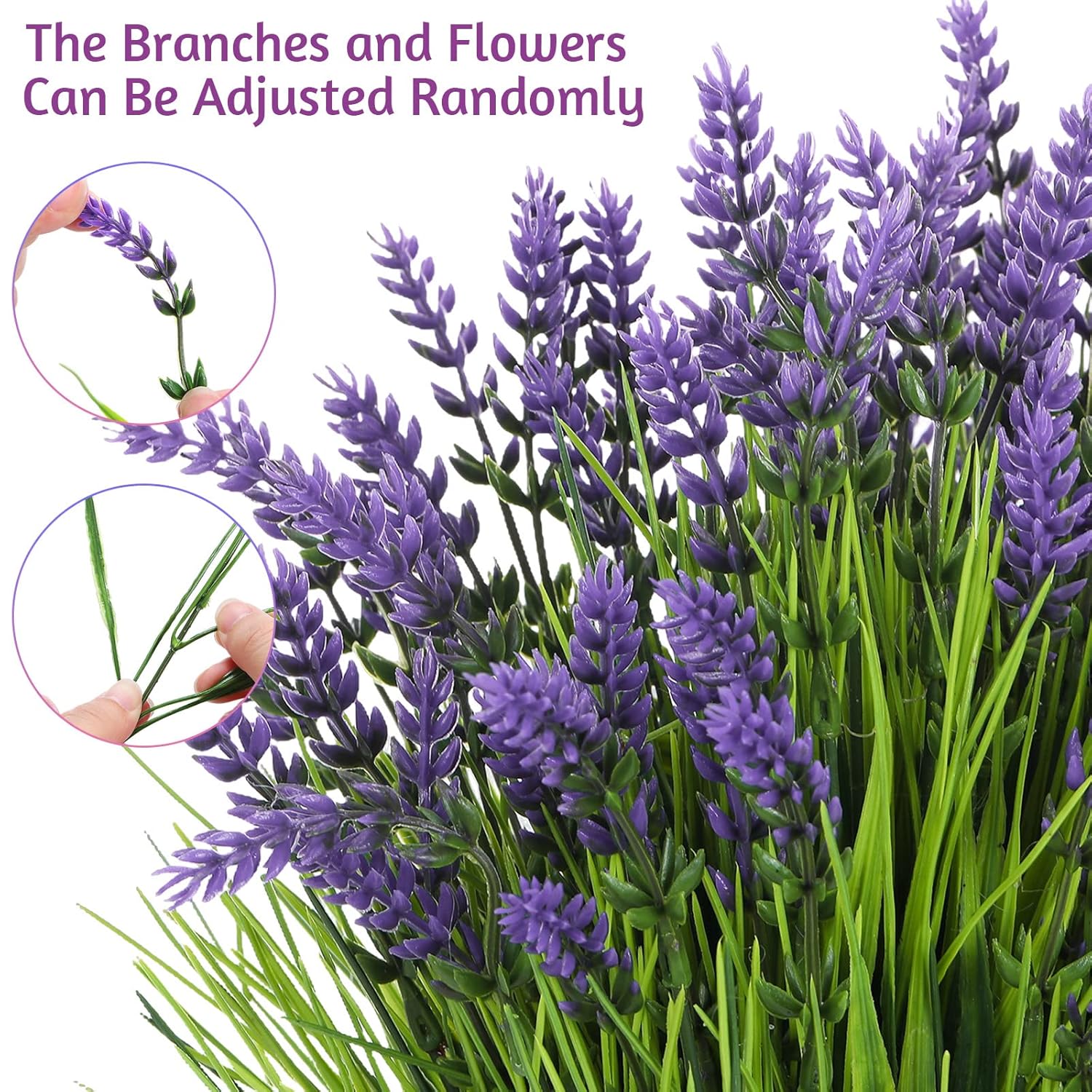 36 Bundles Artificial Plants Outdoor Fake Monkey Grass With Flowers Greenery Uv Resistant Faux Outdoor Plants Plastic Flowers For Garden Office Patio Pathway Outside Decor(Purple)
