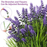 36 Bundles Artificial Plants Outdoor Fake Monkey Grass With Flowers Greenery Uv Resistant Faux Outdoor Plants Plastic Flowers For Garden Office Patio Pathway Outside Decor(Purple)