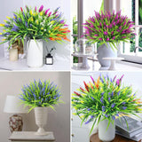24 Bundles Artificial Flowers For Outdoors, Fake Lavender Flowers Monkey Grass Faux Plastic Plants Shrubs Uv Resistant For Porch Garden Window Box Office Home Decorations, Mixed