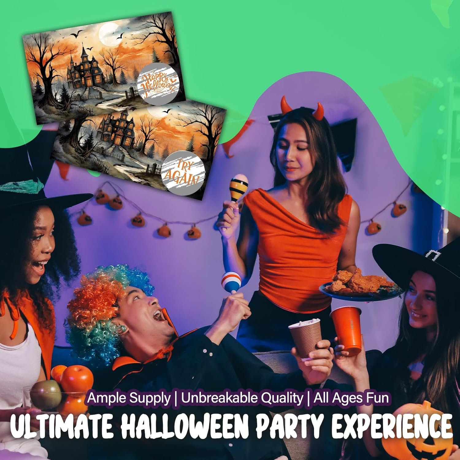 Spooky Halloween Party Games For Adults, Halloween Scratch Off Cards -50Pcs, Party Supplies For Small Business Favors - A03
