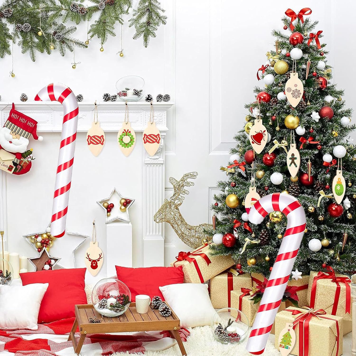 2 Pcs Inflatable Candy Canes Balloons Inflatable Christmas Candy Cane For For Christmas Indoor And Outdoor Party Decorat