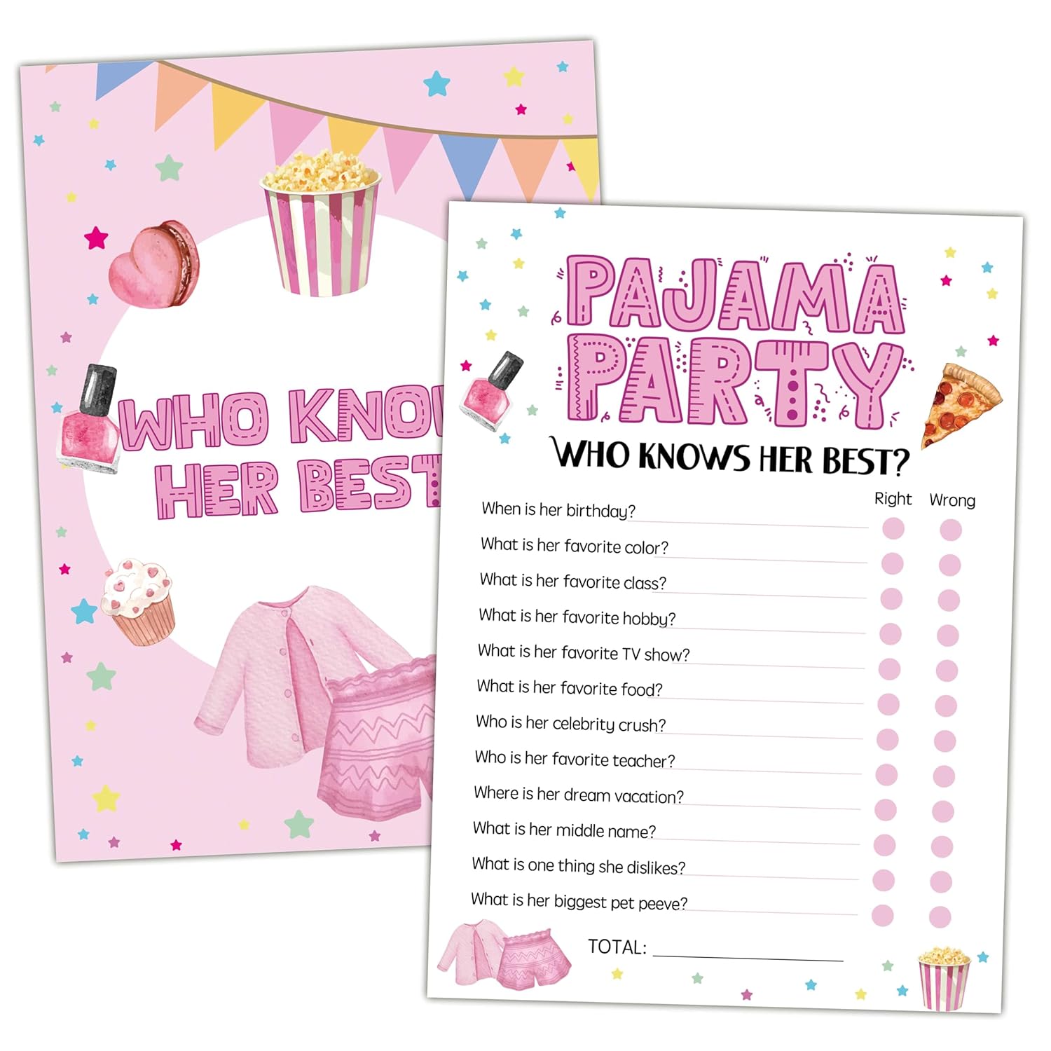 Slumber Party Games, Who Knows Her Best Pajama Party Game For Adults, 30 Sleepover Games Cards (5" X 7"), Sleepover Birthday Party Favors Supplies Decorations -14