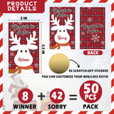 Christmas Scratch Off Cards, 50Pcs Xmas Reindeer Scratch To Win Cards, Christmas Party Game For Ice Breaker Activity, Groups Events Game, Festival Holiday Party Supplies(3.5X2.1 Inches)-A01
