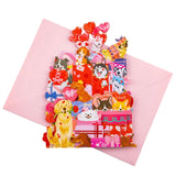 Loved Gift Dogs Pop Up Card, 7 Inches Cute 3D Greeting Card With Heart Balloons, Gift Boxes, Adorable Card For Her, Valentine’S Day, Birthday, Anniversary, Includes Envelope & Message Note