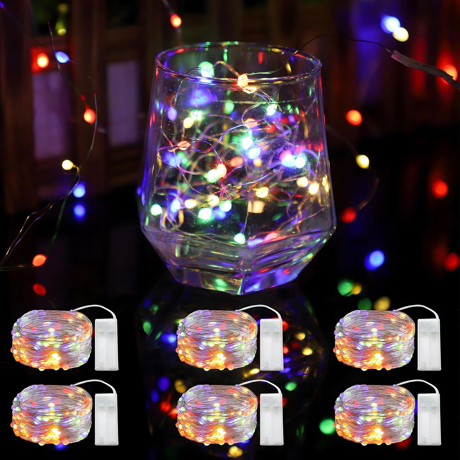 6 Pcs Fairy Lights Battery Operated, Christmas Tree Decor Twinkle Lights, 10 Feet 30 Leds String Lights, Flashing And Co