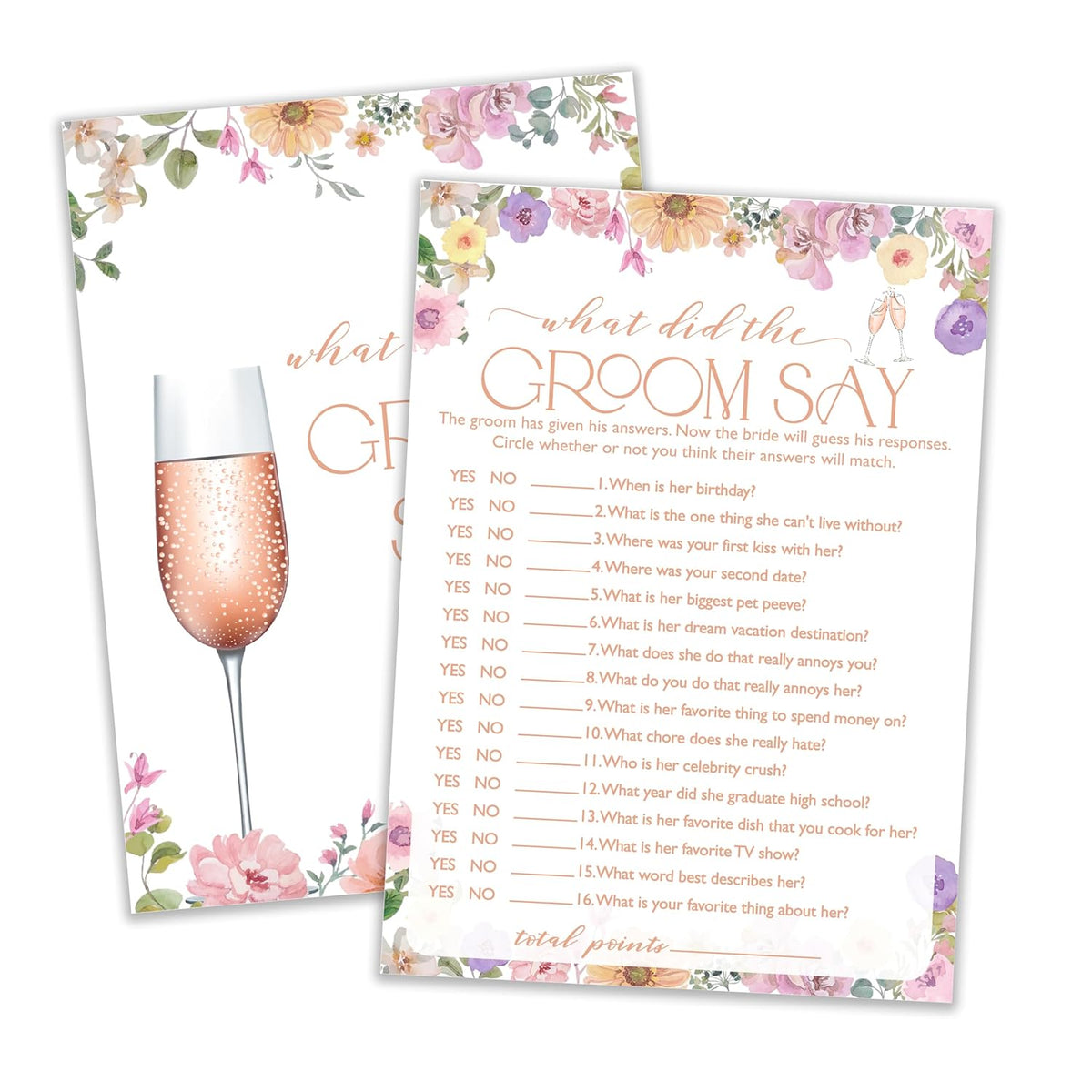 Bridal Shower Games, Wildflowers Games, What Did The Groom Say Games, Bachelorette Party Decorations, Engagement Party Supplies, Couple Shower Ideas, Spring Flowers Wedding Games For 25 Guests-10