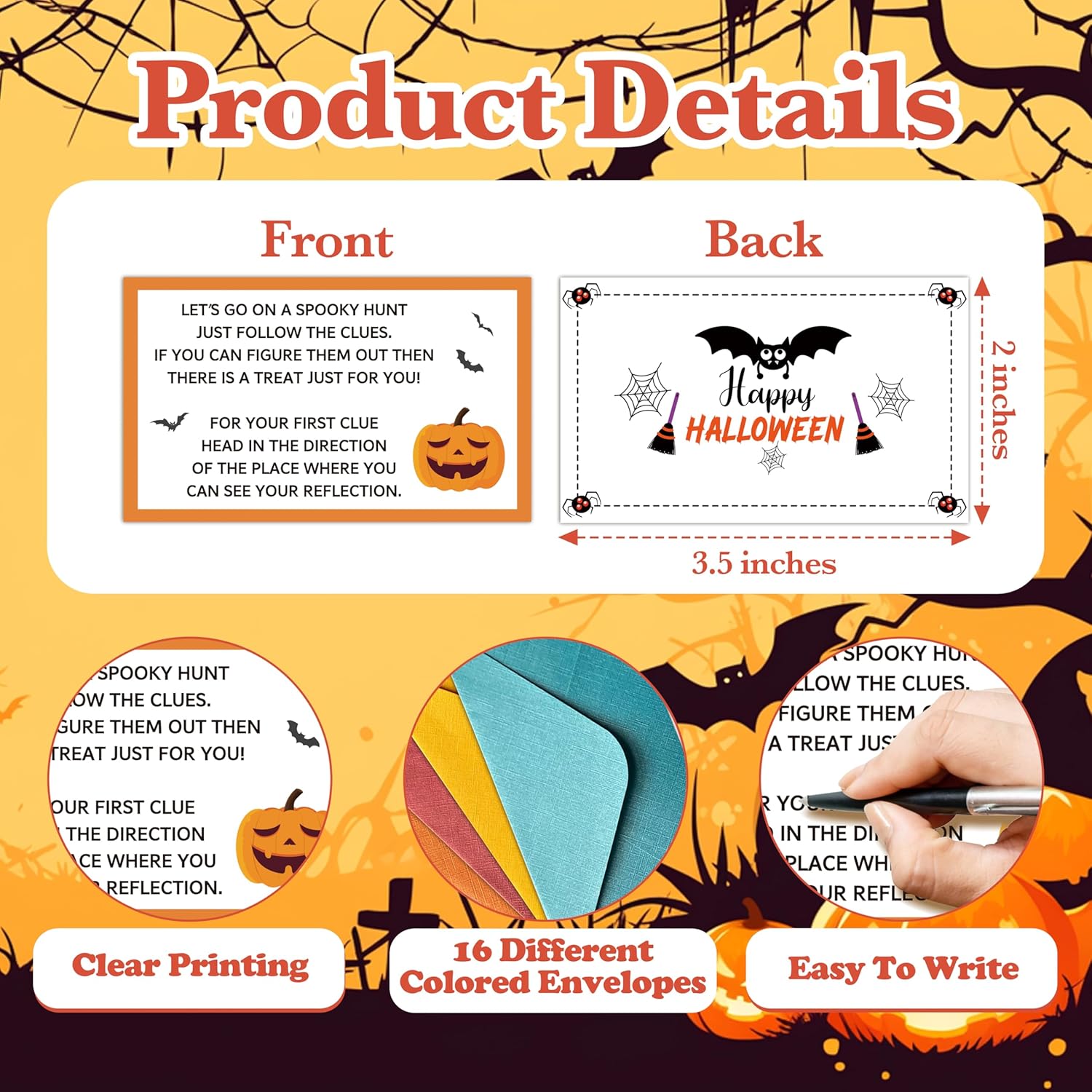 Halloween Scavenger Hunt Clue Cards, Magical Scavenger Hunt Games For Adults, Halloween Fall Pumkin Holiday Birthday Party Supplies Activities Outdoor Indoor(16 Clues Cards With Envelopes), 11