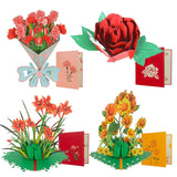Pop Up Card, Mother'S Day Cards, 4 Pieces Flower 3D Greetings Card, Thank You Card With Envelope Moms Cards For Valentine'S Day Mother'S Day Thanksgiving Day Birthday Anniversary Wedding