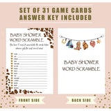 Baby Shower Games - Baby Shower Word Scramble Game For 30 Guests With Cards, Gender Reveal Game, Cowboy Party Supplies (19)