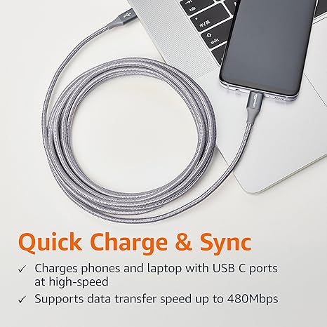 10FT 60W USB C to USB C Fast Charging Cable for iPhone 16 15 Samsung Galaxy iPad MacBook