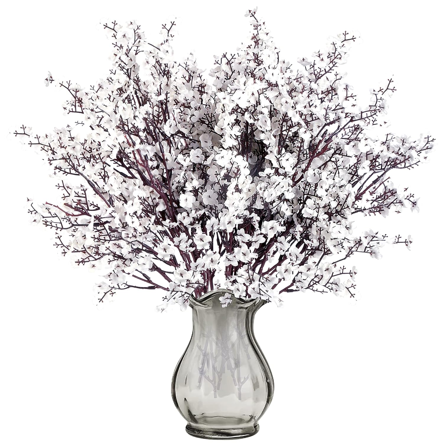 6 Pcs Babys Breath Artificial Flowers Gypsophila Bouquets Bulk Real Touch Fake Silk Flowers For Home Wedding Diy Floral Arrangement Kitchen Table Centerpiece Festival Decoration (White)