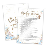 Baby Shower Games, Baby Trivia Games, Bear Themed Blue Baby Shower Games Card For 25 Players, Gender Neutral Party Ideas Favors, Baby Shower Boys Party Decorations Supplies-A07