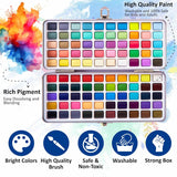 Watercolor Paint Set, 100 Colors, Includes Brushes And Palette, Metal Storage Case
