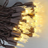 150 Led Warm White Christmas Lights On Brown Wire, 50 Feet Xmas Tree Lights, Ul Certified For Outdoor Indoor