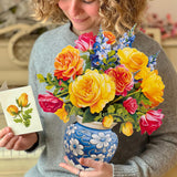 Pop Up Cards, Sorbet Roses, 12 Inch Life Sized Forever Flower Bouquet 3D Popup Greeting Card, Birthday Cards, Thank You Card, Blank Notecard & Envelope