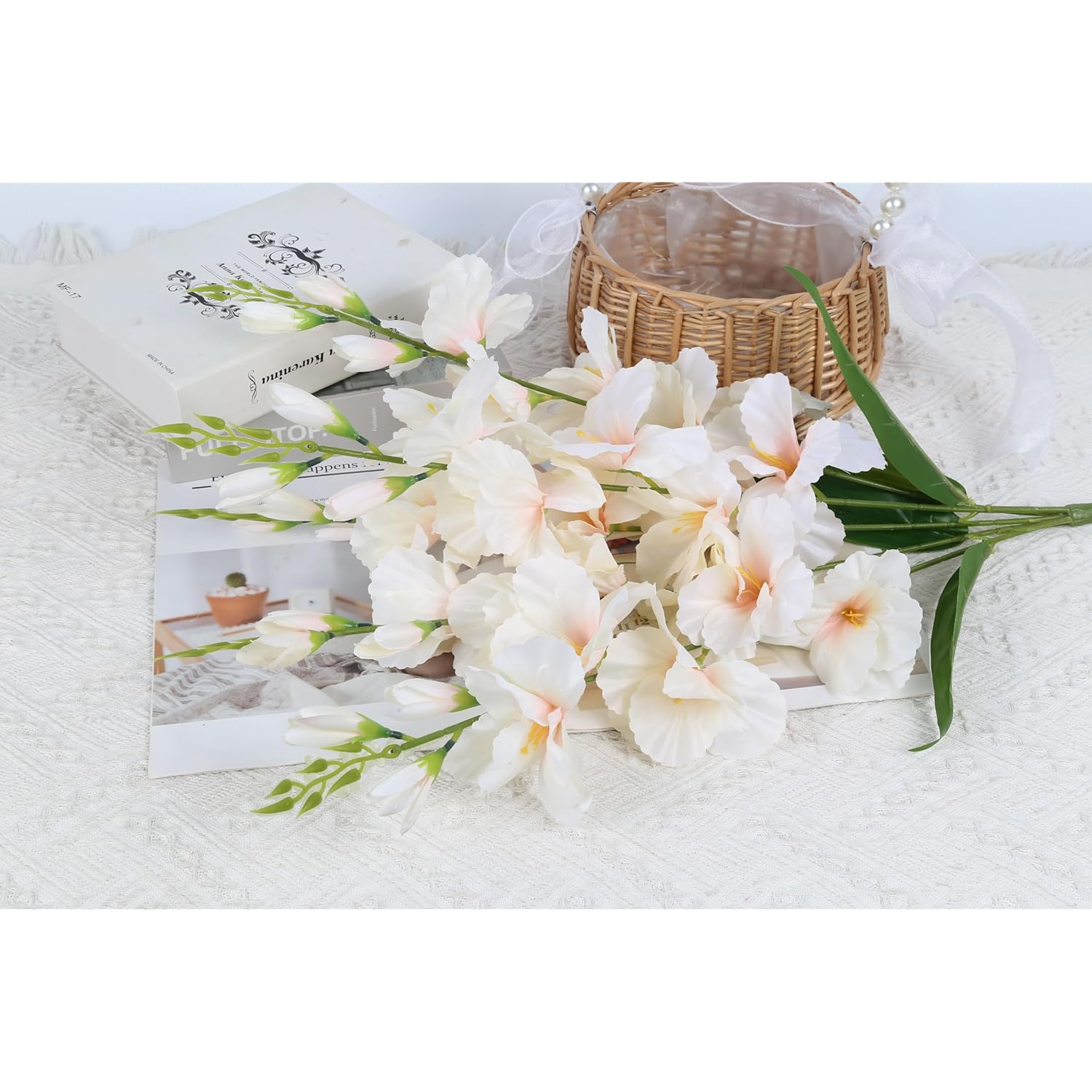 2 Bundles Champagne Gladiolus Artificial Flowers 10 Heads 26.38" Silk Faux Gladiolus Flowers For Wedding Centerpieces, Home Table Party Decor(Champagne)