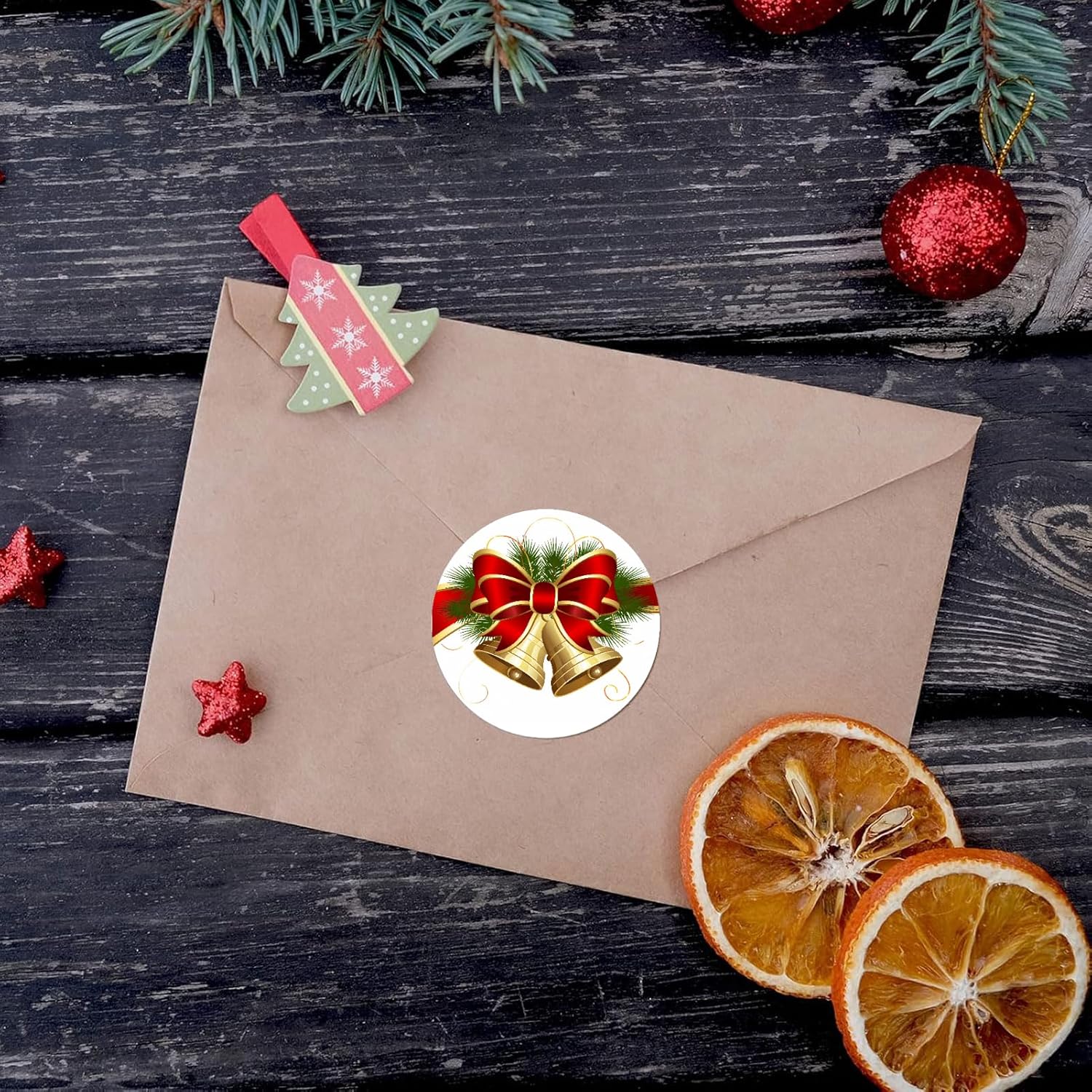 Christmas Stickers Merry Christmas Stickers For Cards Crafts Gifts, 500 Pcs Happy Holidays Sticker For Envelopes 1.5" Small Xmas Envelope Seals Sticker Roll For Gift, Boxes, Round (Christma)