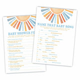 Baby Shower Feud & Name That Baby Song Theme Baby Shower Game Activities-Game Cards For Boys & Girls-30 Retro Sunshine Game Cards & 1 Answer Card-Baby Shower Party Supplies & Decorations-A05