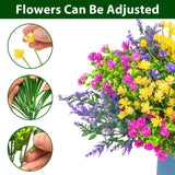 Artificial Flowers For Outdoors, Artificial Plants Uv Resistant Fake Flowers Greenery Shrubs Plants For Decoration Outdoor Plants Hanging Planter Home Garden Decor (12 Bundles)