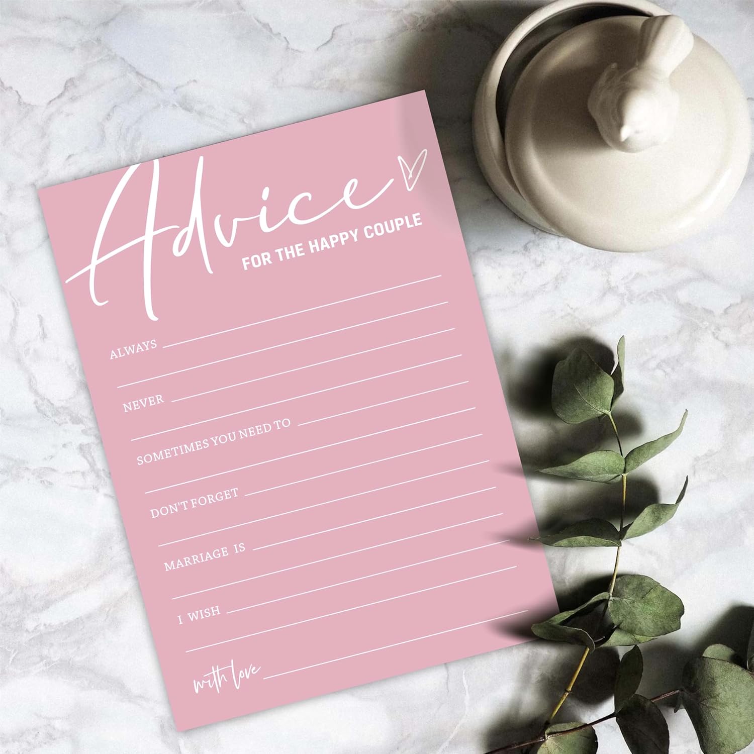 Pink Theme Bridal Shower Games - 25 Guest Cards, Wedding Advice Cards, Interactive Games - English, Modern Style, 2+ Players, Age 18+, 5X7 Inches, Pack Of 25