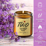 Happy 2Nd Anniversary Jar Candles Gifts For Couple, Lavender Scented Candle 2 Year Gift For Him Her, 32H Burning 8Oz Natural Soy Wax Stress Relief Love You For Husband Wife Women Men