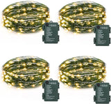 4 Pack Battery Operated Fairy Lights 16.4FT 50 LED Warm White Starry String Lights with Auto Timer Dark Green Copper Wire for Wedding Christmas Decor