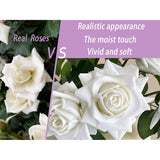 Artificial Flower Rose Bouquet Odorless, 12-Stem Lifelike Single Rose Silk Flowers With Plastic Flowers Stems For Vase Floral Arrangement, Wedding, Home Decor, Sympathy Flowers (Pure White)