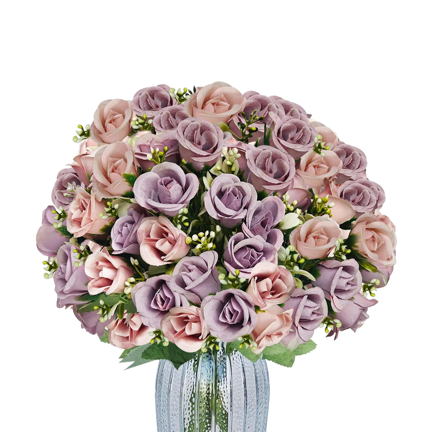 3 Bundles Roses Artificial Flowers,Roses Bouquet With Leaf,Fake Flowers For Wedding Decorations, Home Indoor,Outdoor Wedding Party Use-Purple