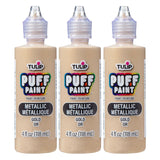 Tulip Puff Fabric Paint Metallic Finish, Permanent Craft Paint for Clothes, DIY Projects, Notoxic, 4 fl oz 3-Pack, Metallic Gold