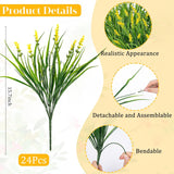 24 Bundles Artificial Plants Flowers Outdoor, Faux Lavender Flowers Fake Monkey Grass Uv Resistant Plastic Plant For Porch Garden Patio Window Home Decor, Yellow