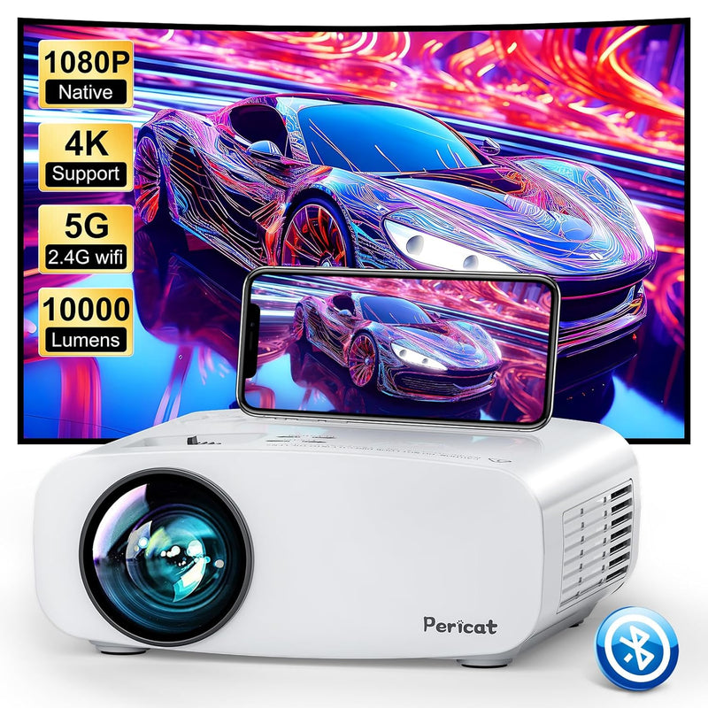 5G Wifi Projector Bluetooth,10000L Native 1080P Outdoor Portable Video Project