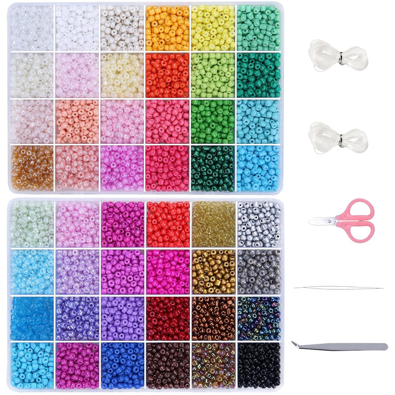 6720 Pcs 4Mm Seed Beads For Jewelry Making Kit, 6/0 48 Colors Bracelet Beads P