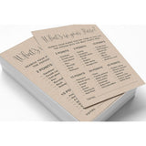 50-Pack Kraft Rustic Whats In Your Purse Bridal Shower Game Wedding Shower Bachelorette Party Bulk Activity Game Cards