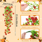 4Pcs Fall Artificial Hanging Flowers Plants Decorations For Outdoor Faux Silk Daisy Mums Home Indoor Porch Patio Wall Balcony Yard Decor